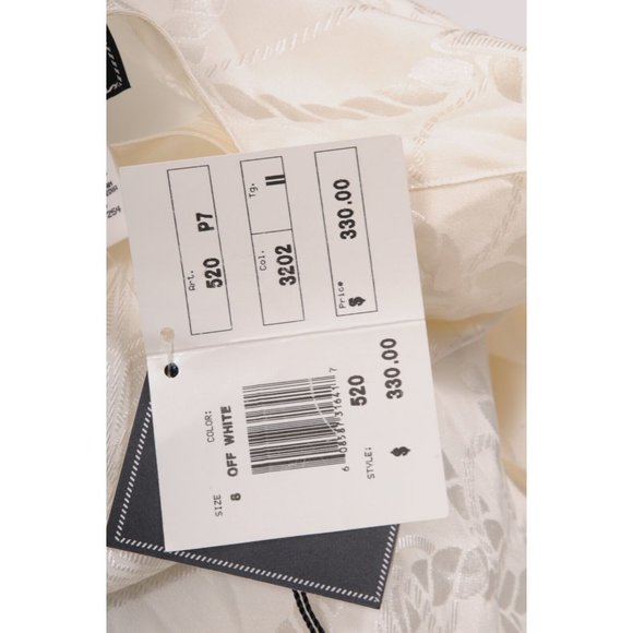 Les Copains Womens Blouse Size 42 Off White Silk Star Rope Padded Shoulder Top - Picture 9 of 10